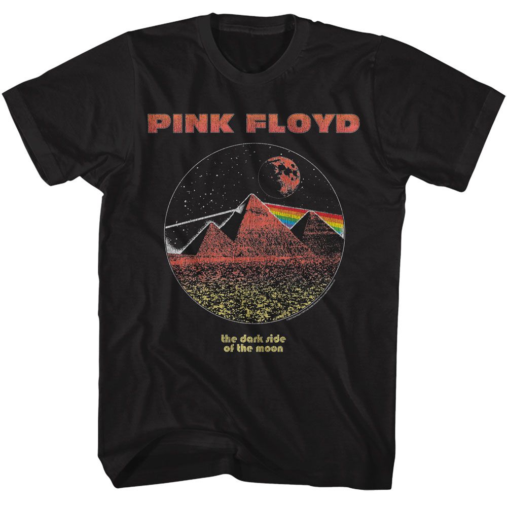 Pink Floyd - Dark Side Of The Moon Rainbow Pyramids - American Classics - Solid Black Adult Short Sleeve T-Shirt