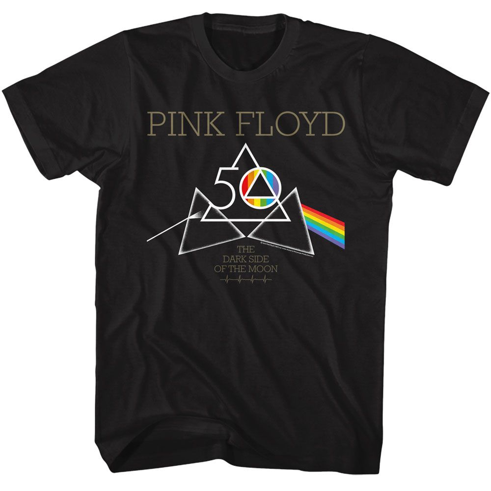 Pink Floyd - 50th Triangles - American Classics - Solid Black Adult Short Sleeve T-Shirt