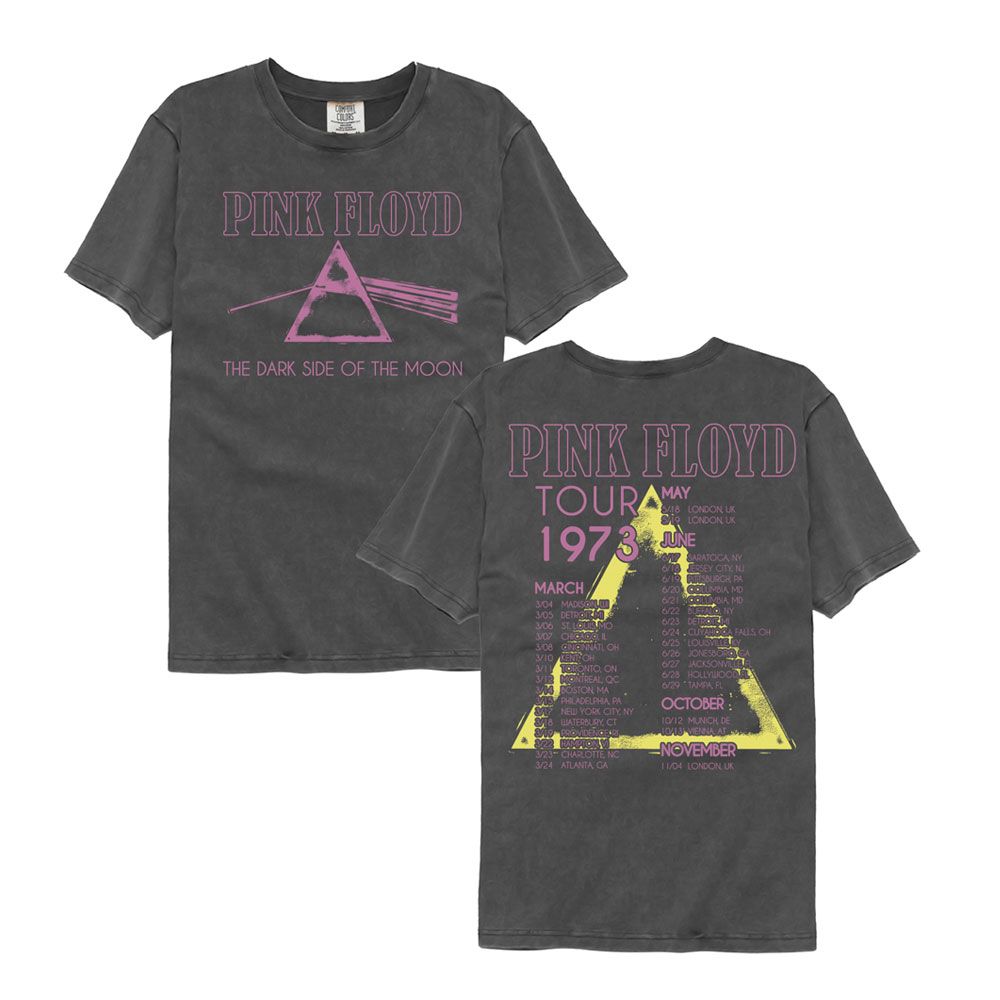 Pink Floyd - Dark Side Of The Moon Tour 1973 - American Classics - Solid Gray Adult Short Sleeve Comfort Color T-Shirt