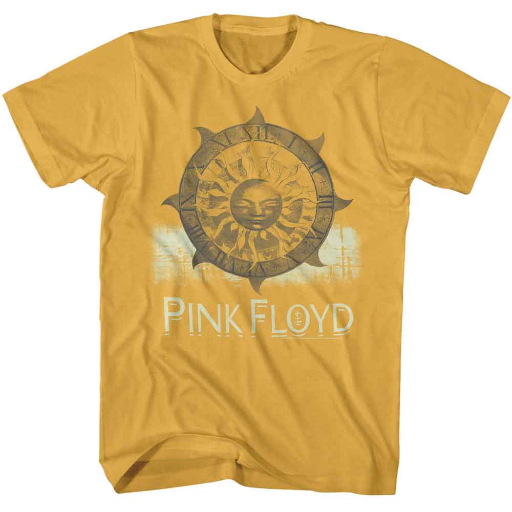 Pink Floyd - Sun Clock - Officially Licensed American Classics - Front Print Solid Adult Short Sleeve T-Shirt