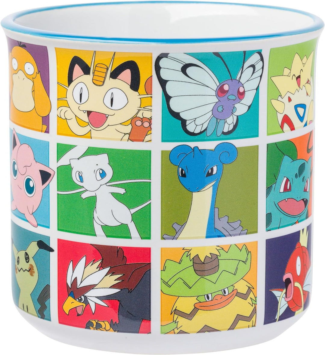 Nintendo Pokemon Bulbasaur Squirtle Snorlax Pikachu Eevee & More Grid Ceramic Camper Mug 20 Ounces