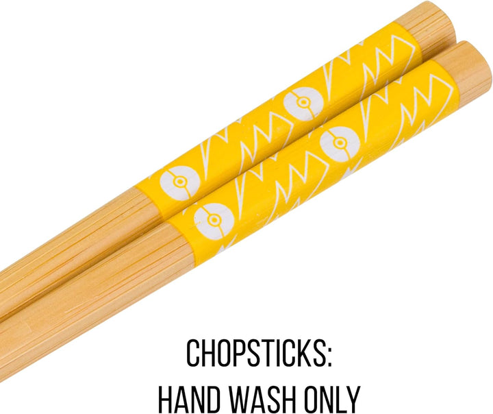 Pokemon Pikachu Black Ceramic Ramen Noodle Rice Bowl with Chopsticks 20 Ounces