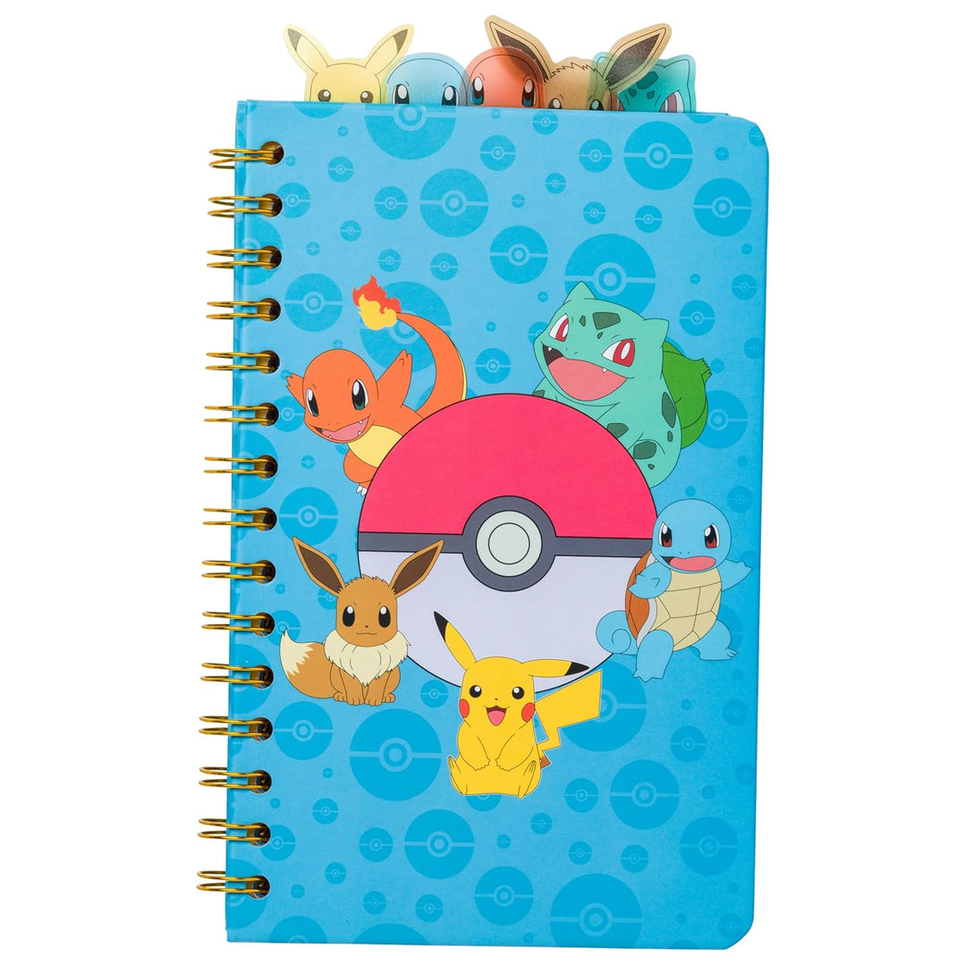 Pokemon Starters and Eevee Spiral Tabbed Notebook 8 x 5 Inches