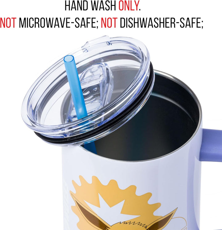 Pokemon Eevee Stainless Steel Tumbler with Handle Fits in Standard Cup Holder 40 Ounces