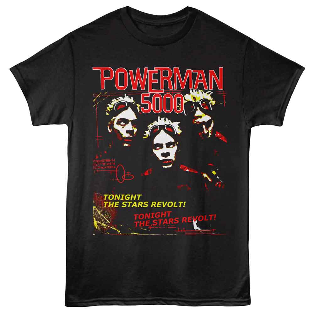 Powerman 5000 - The Stars Revolt - Solid Adult Unisex Short Sleeve T-Shirt - Black