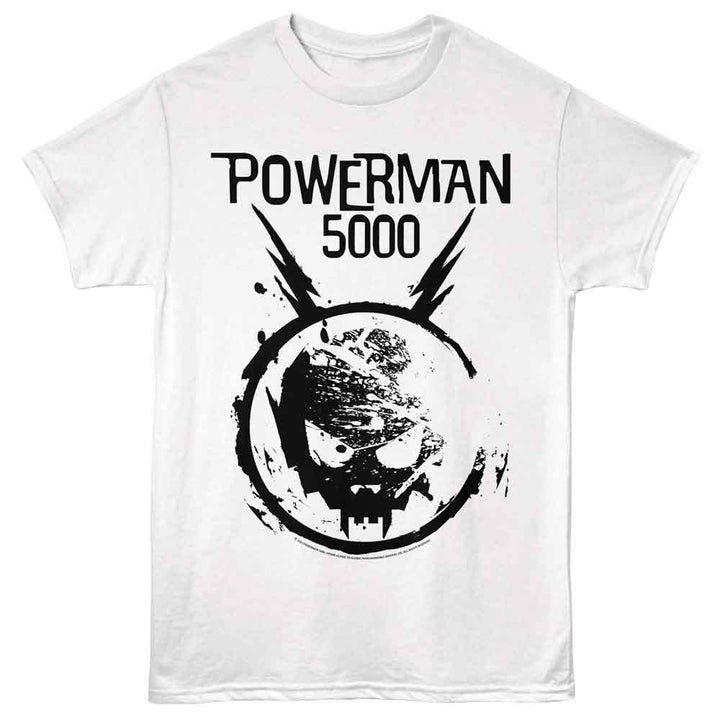 Powerman 5000 - Space Skull Logo - Solid Adult Unisex Short Sleeve T-Shirt - White
