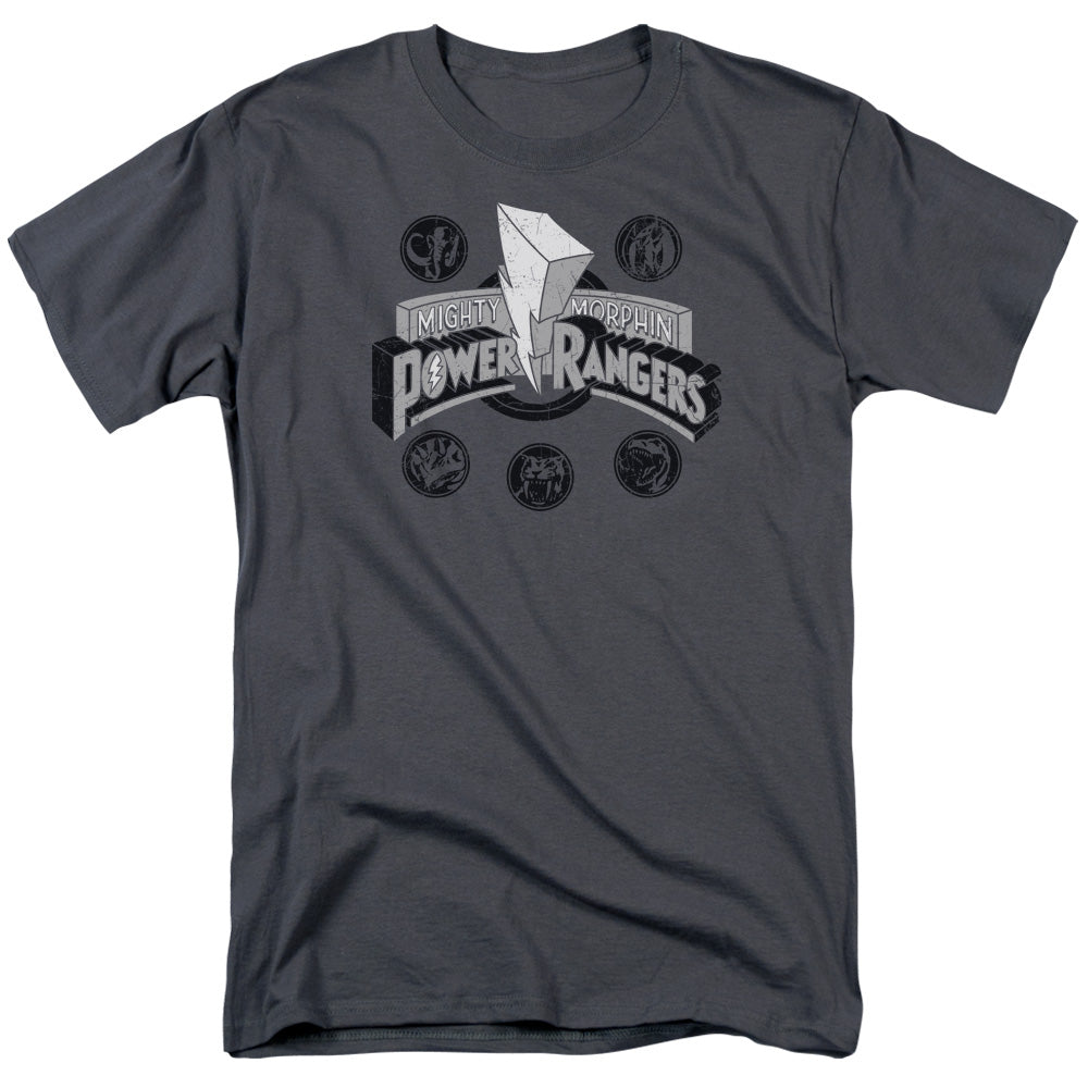 Power Rangers - Power Coins - Adult Unisex Short Sleeve T-Shirt - Gray