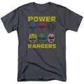 Power Rangers - Ranger Heads - Adult Unisex Short Sleeve T-Shirt - Gray