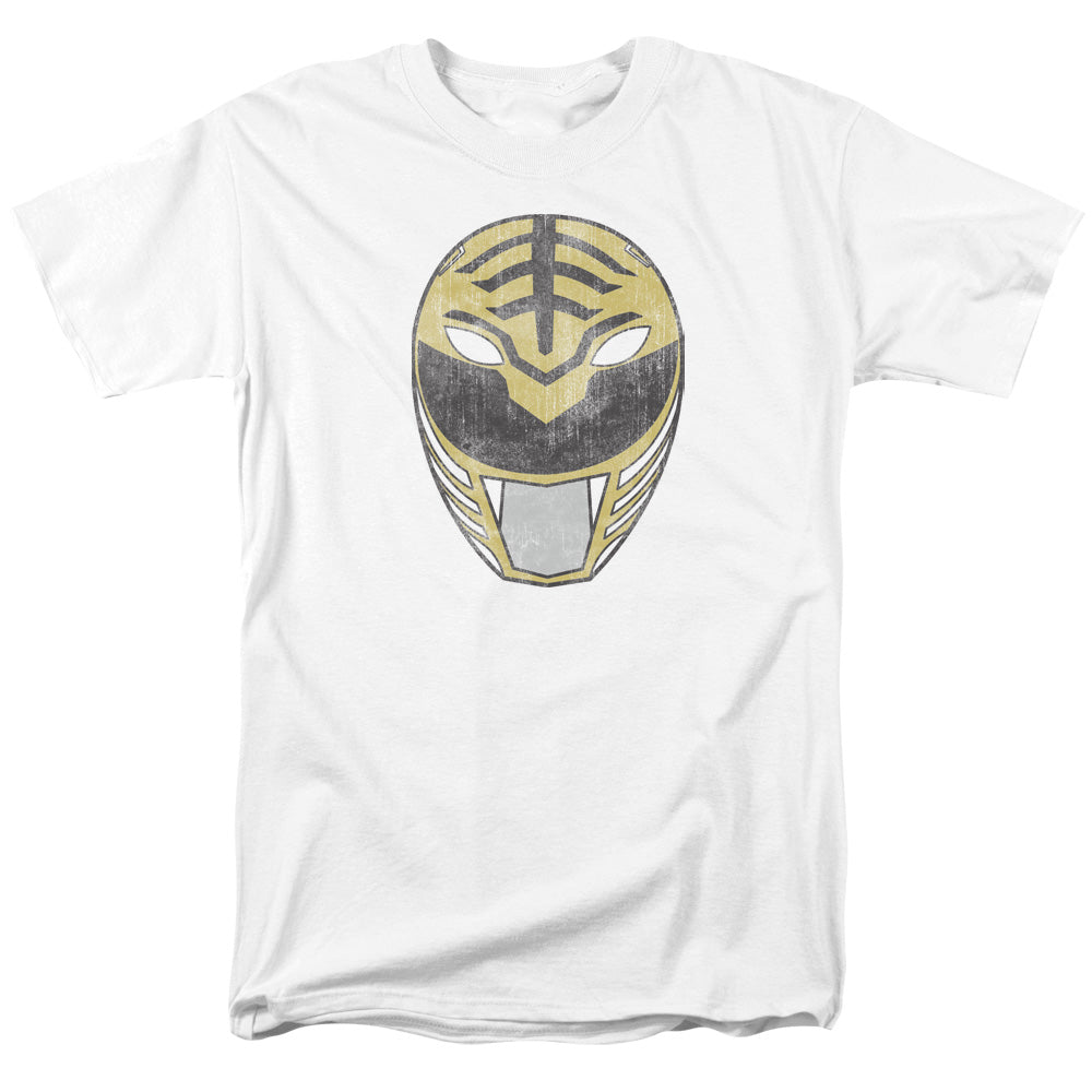 Power Rangers - White Ranger Mask - Adult Unisex Short Sleeve T-Shirt - White
