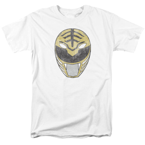 Power Rangers - White Ranger Mask - Adult Unisex Short Sleeve T-Shirt - White