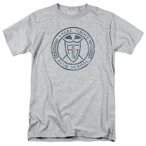 Power Rangers - Angel Grove Hs - Adult Unisex Short Sleeve T-Shirt - Gray