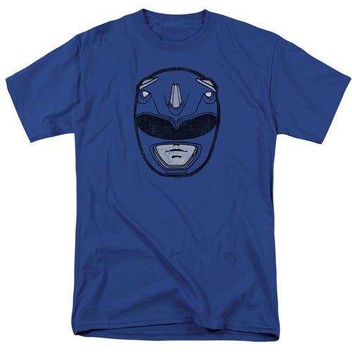 Power Rangers - Blue Ranger Mask - Adult Unisex Short Sleeve T-Shirt - Blue