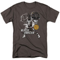 Power Rangers - Black Ranger - Adult Unisex Short Sleeve T-Shirt - Gray
