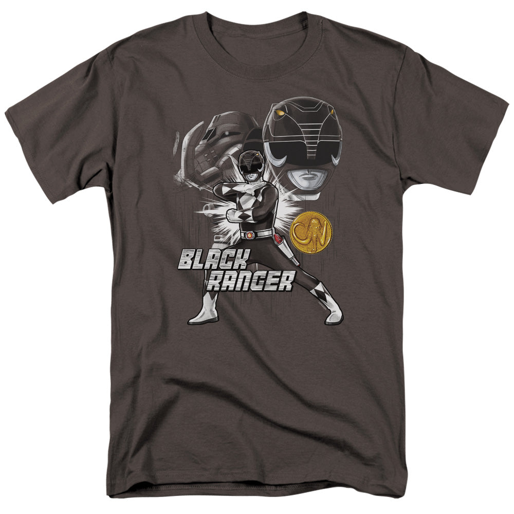 Power Rangers - Black Ranger - Adult Unisex Short Sleeve T-Shirt - Gray