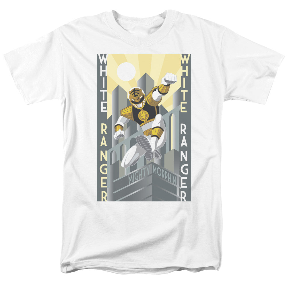 Power Rangers - White Ranger Deco - Adult Unisex Short Sleeve T-Shirt - White