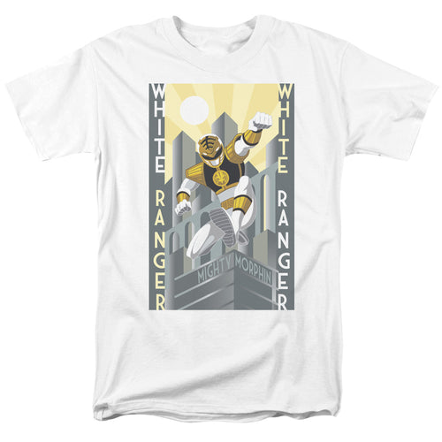 Power Rangers - White Ranger Deco - Adult Unisex Short Sleeve T-Shirt - White