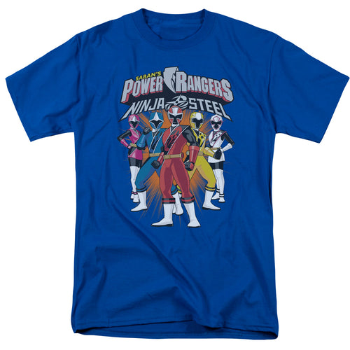 Power Rangers - Team Lineup - Adult Unisex Short Sleeve T-Shirt - Blue
