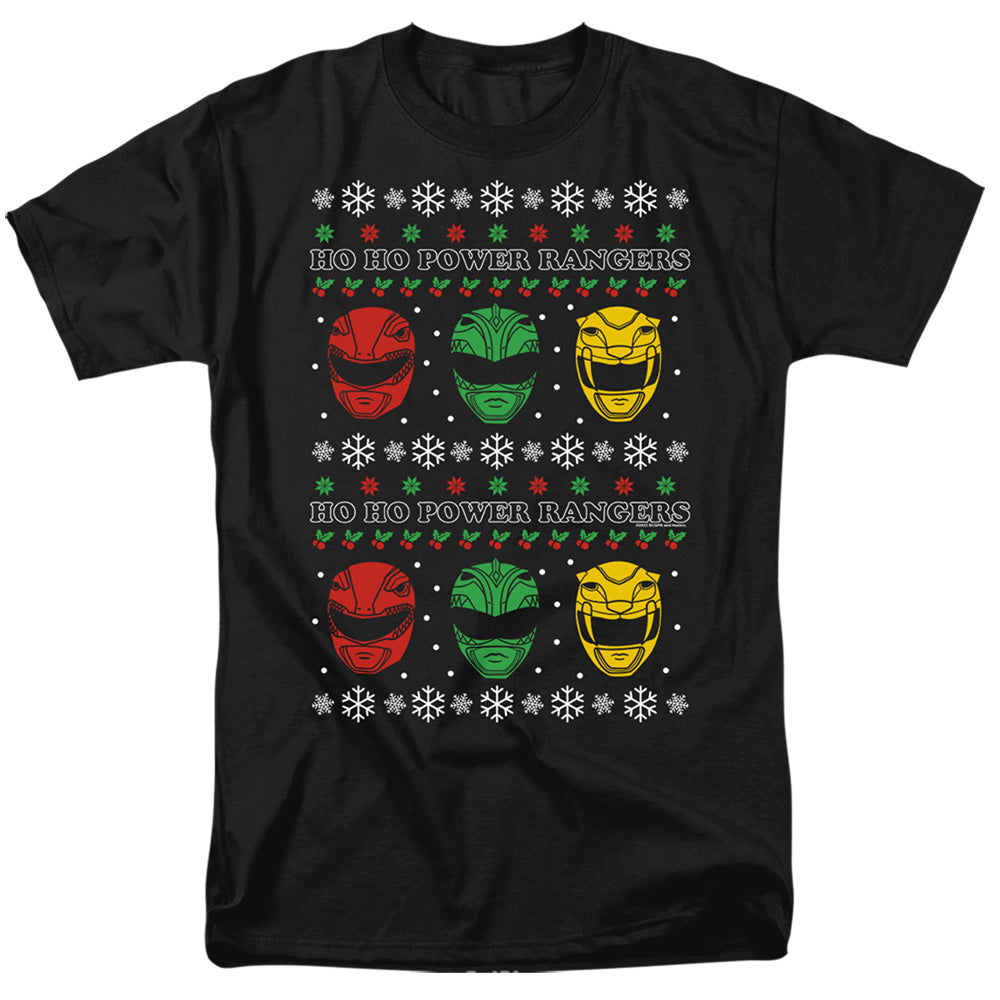 Power Rangers Ho Ho Power Rangers Ugly Christmas Adult Unisex T-Shirt Black