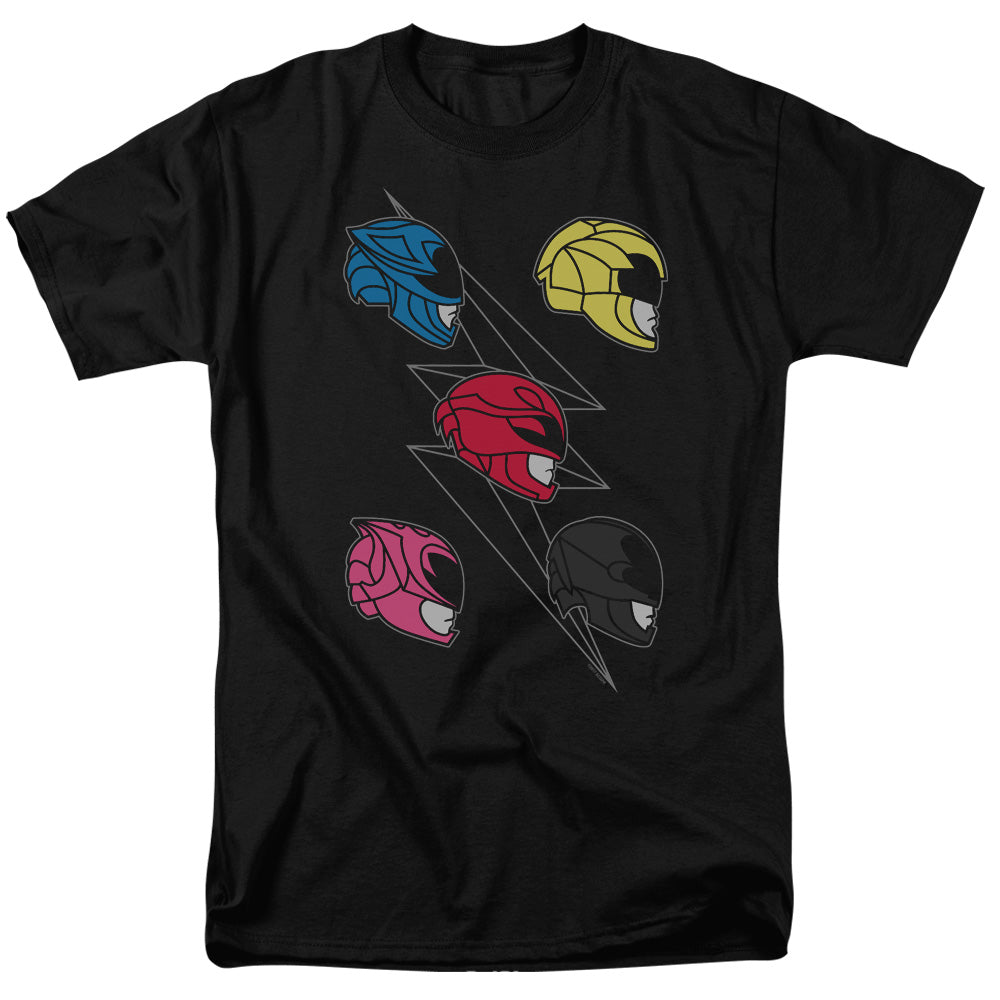 Power Rangers - Line Helmets - Adult Unisex Short Sleeve T-Shirt - Black