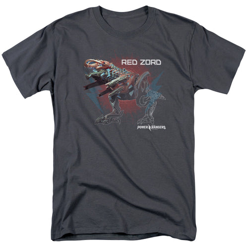 Power Rangers - Red Zord - Adult Unisex Short Sleeve T-Shirt - Gray
