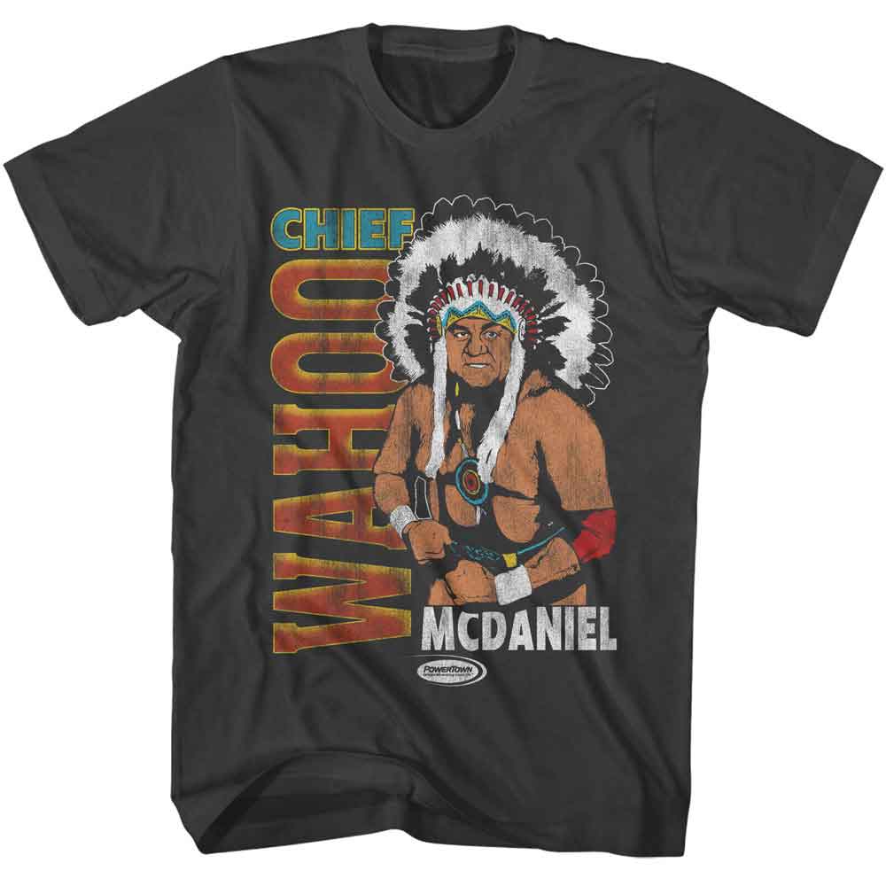 Powertown - Wahoo Mcdaniel - American Classics - Solid Gray Adult Short Sleeve T-Shirt