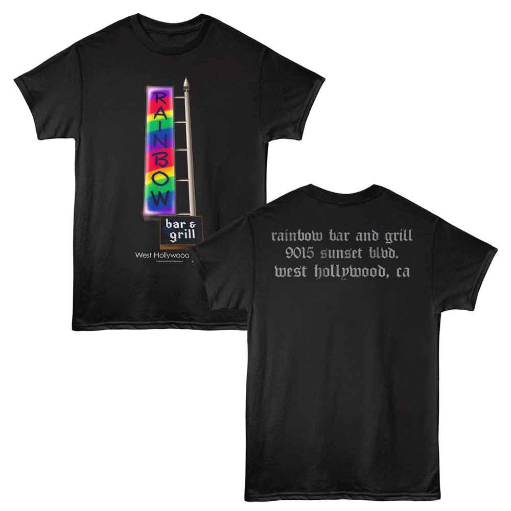 Rainbow Bar And Grill - Tall Sign - 2-Sided Print Adult Short Sleeve Solid T-Shirt - Black