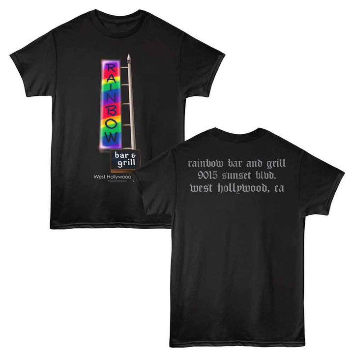 Rainbow Bar And Grill - Tall Sign - 2-Sided Print Adult Short Sleeve Solid T-Shirt - Black
