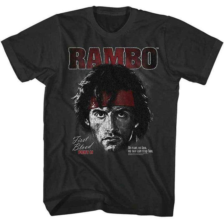 Rambo - First Blood Part 2 Portrait - Officially Licensed - Gray Solid Front Print Adult Short Sleeve T-Shirt