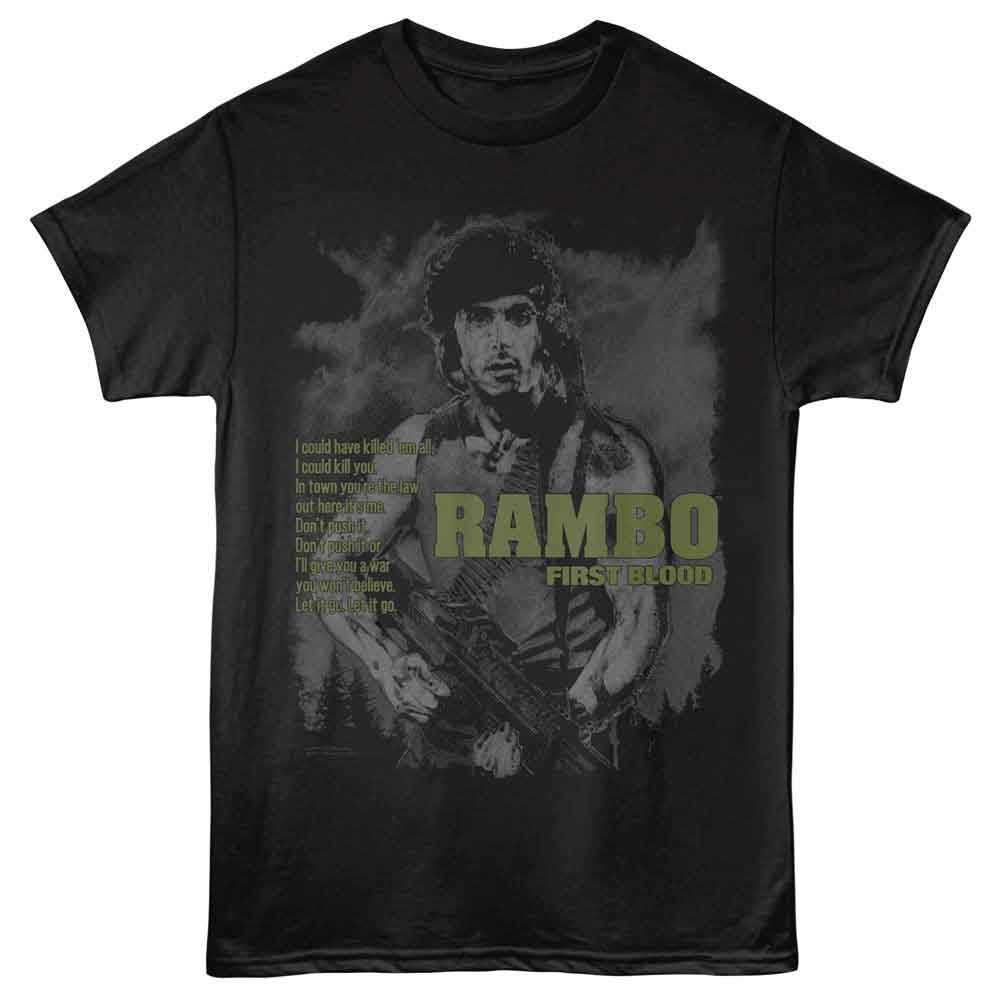 Rambo - Dont Push It - Adult Short Sleeve T-Shirt - Black