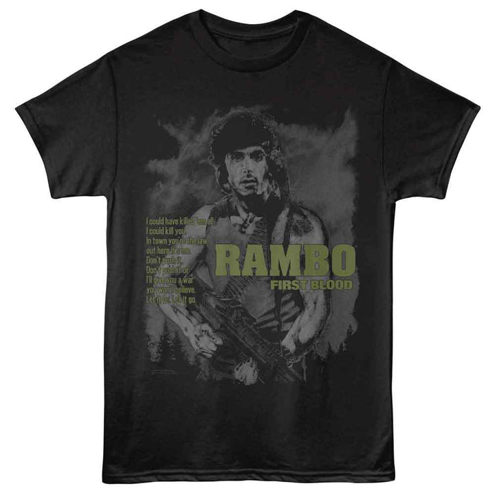 Rambo - Dont Push It - Adult Short Sleeve T-Shirt - Black