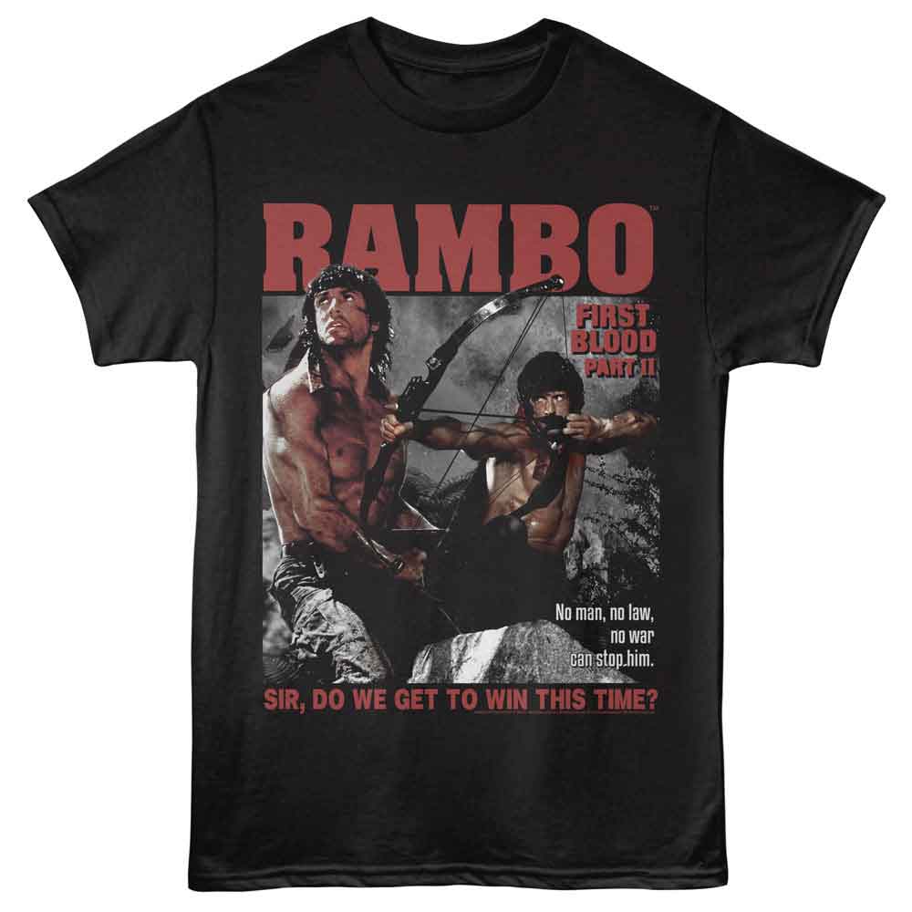 Rambo - Win This Time - Solid Adult Unisex Short Sleeve T-Shirt - Black