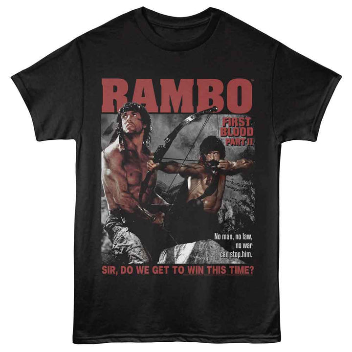 Rambo - Win This Time - Solid Adult Unisex Short Sleeve T-Shirt - Black