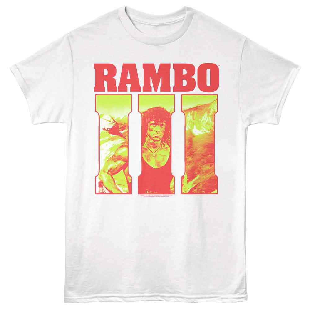 Rambo - Neon 3 - Solid Adult Unisex Short Sleeve T-Shirt - White