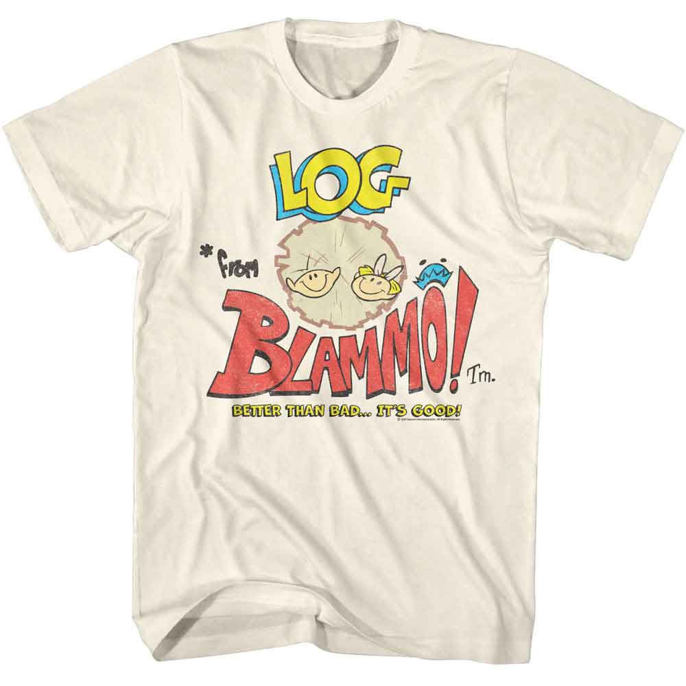 Ren And Stimpy - Log Ad - American Classics - Solid Off-White Adult Short Sleeve T-Shirt