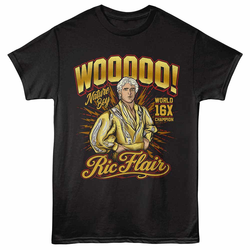 Ric Flair - Wooooo - Adult Unisex Short Sleeve T-Shirt - Black