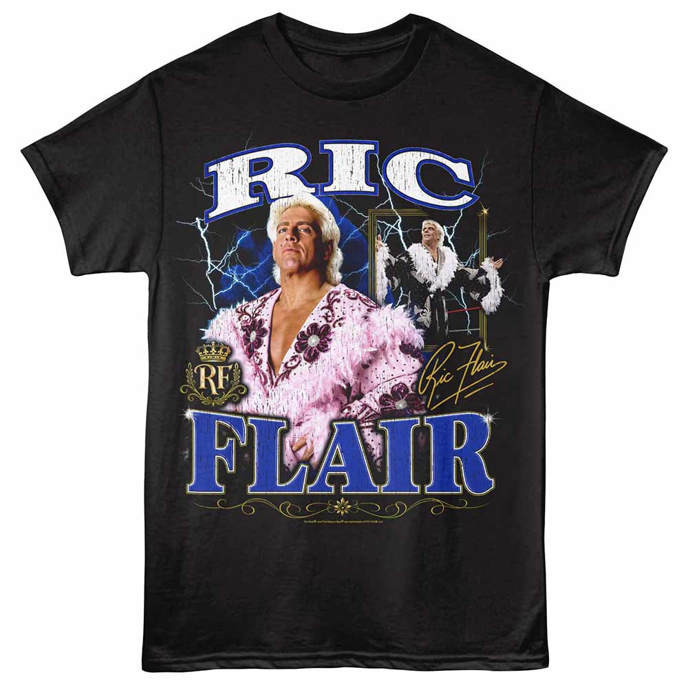 Ric Flair - Lightning Collage - Adult Unisex Short Sleeve T-Shirt - Black