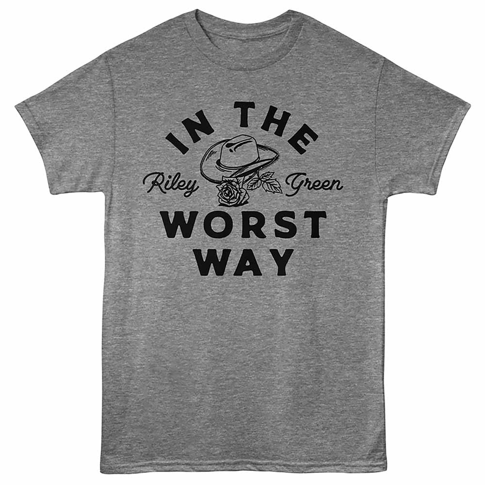 Riley Green - Worst Way - Front Print Adult Short Sleeve Heather T-Shirt - Graphite Heather