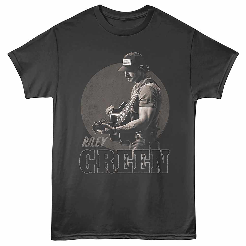 Riley Green - Circle Bg - Front Print Adult Short Sleeve Solid T-Shirt - Smoke