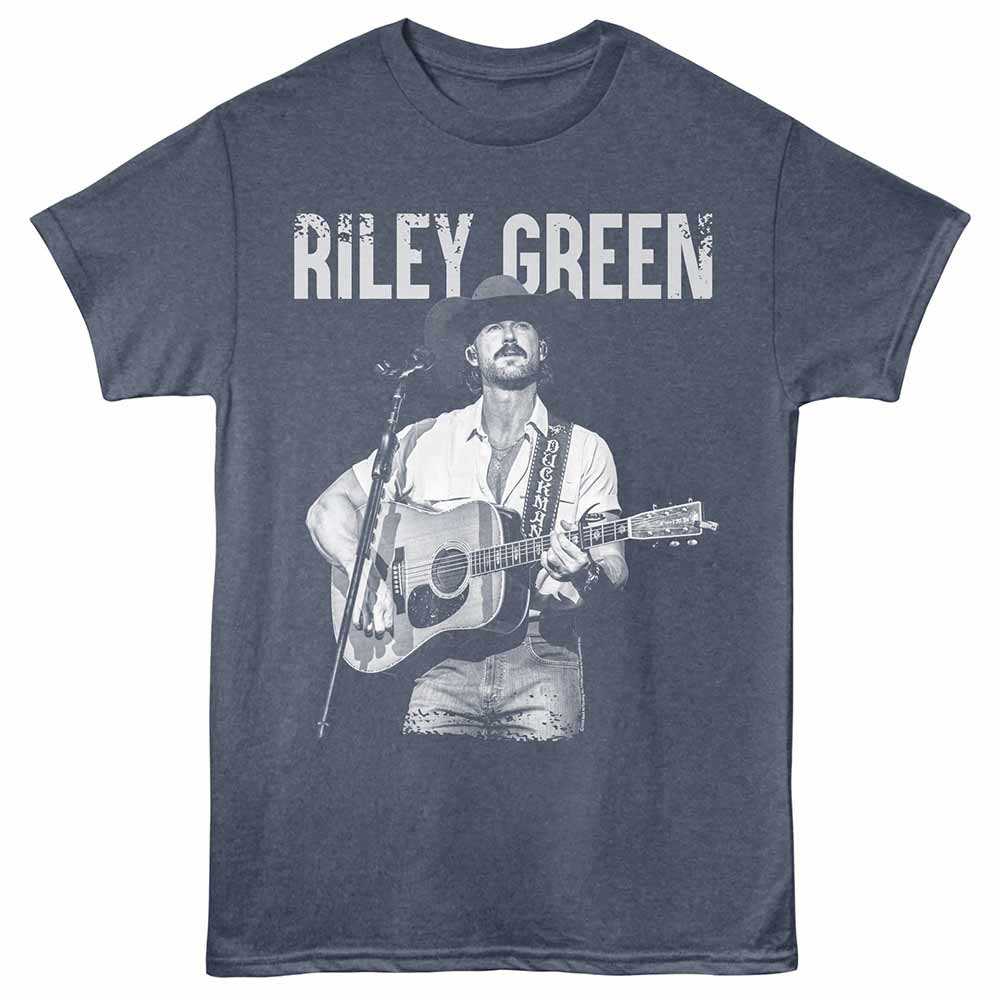 Riley Green - Grunge - Front Print Adult Short Sleeve Heather T-Shirt - Navy Heather