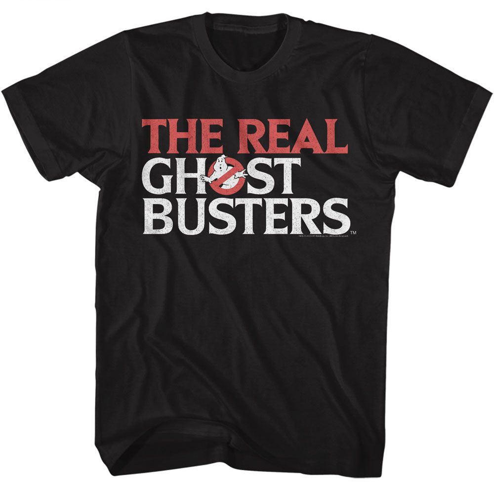 The Real Ghostbusters - Logo - American Classics - Solid Black Adult Short Sleeve T-Shirt