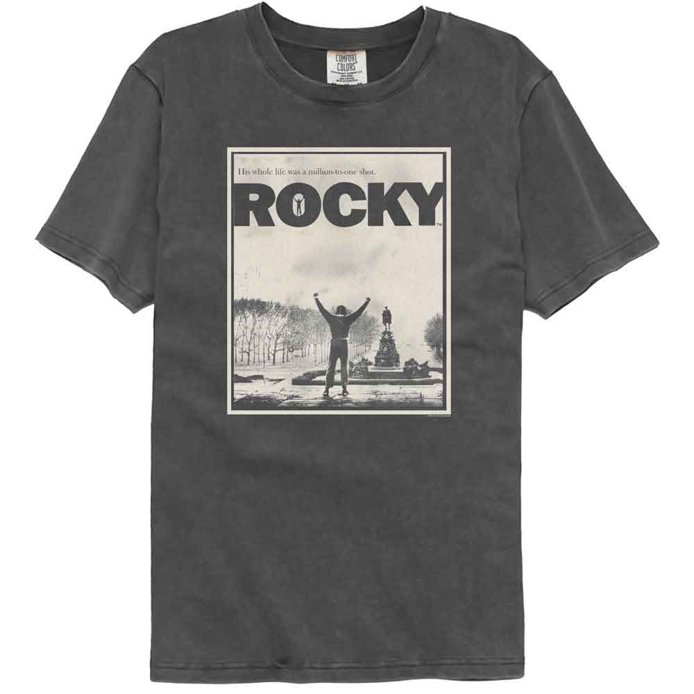 Rocky - Name Repeat 50th Anniversary - Front Print Solid Adult Short Sleeve Comfort Color T-Shirt - Pepper