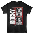 Rocky - Two Photos - Officially Licensed - Black Solid Front Print Adult Short Sleeve T-Shirt