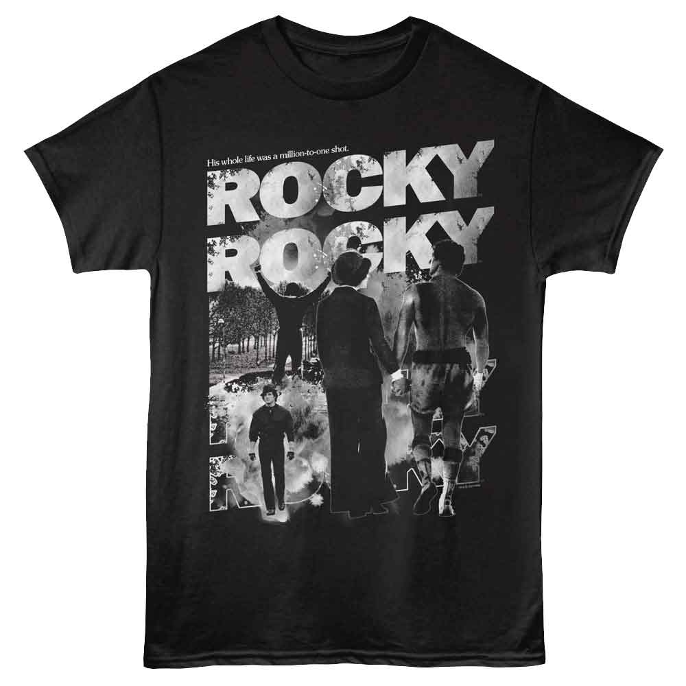 Rocky - Name Repeat - Black - Front Print Solid Adult Unisex Short Sleeve T-Shirt