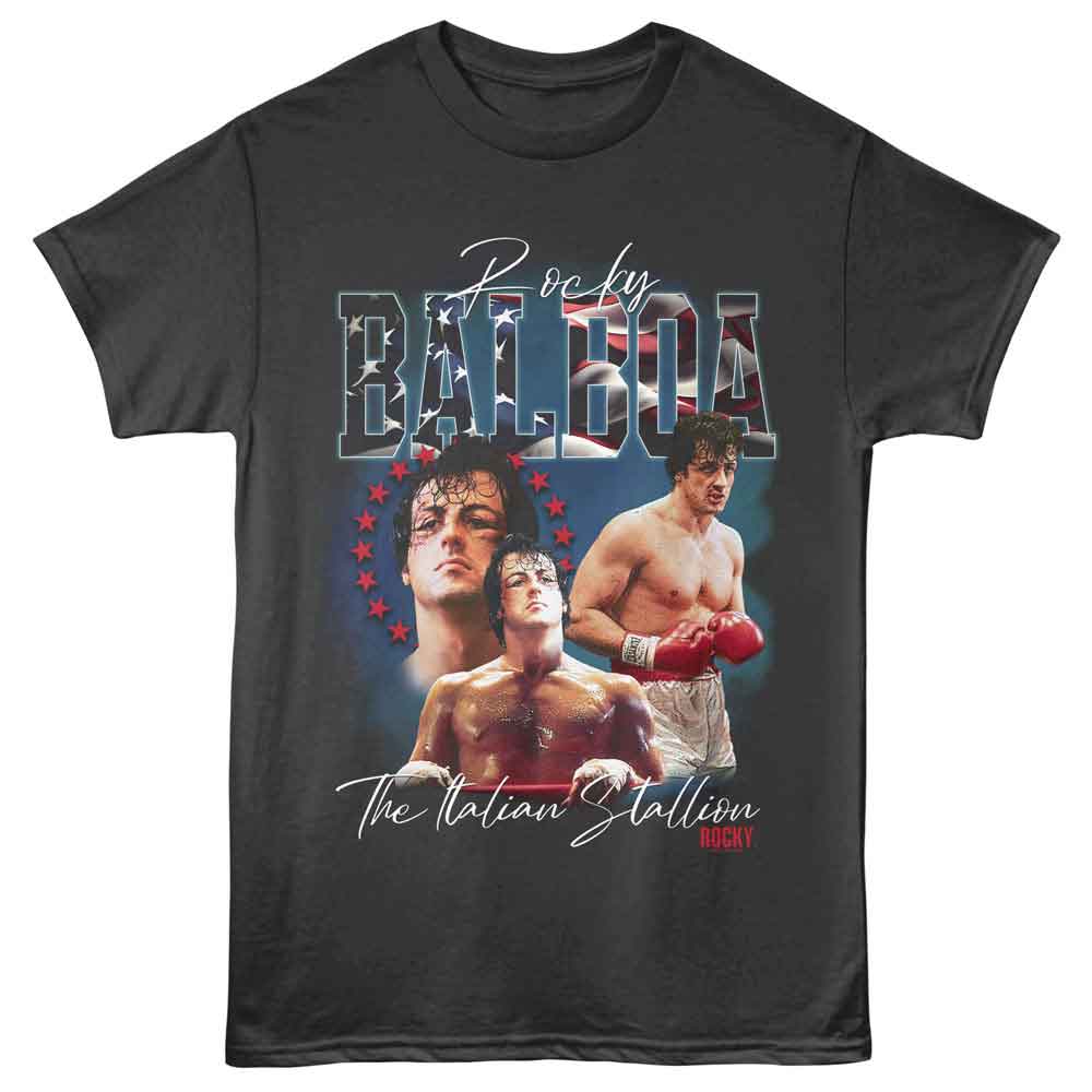 Rocky - Stallion - Gray - Front Print Solid Adult Unisex Short Sleeve T-Shirt