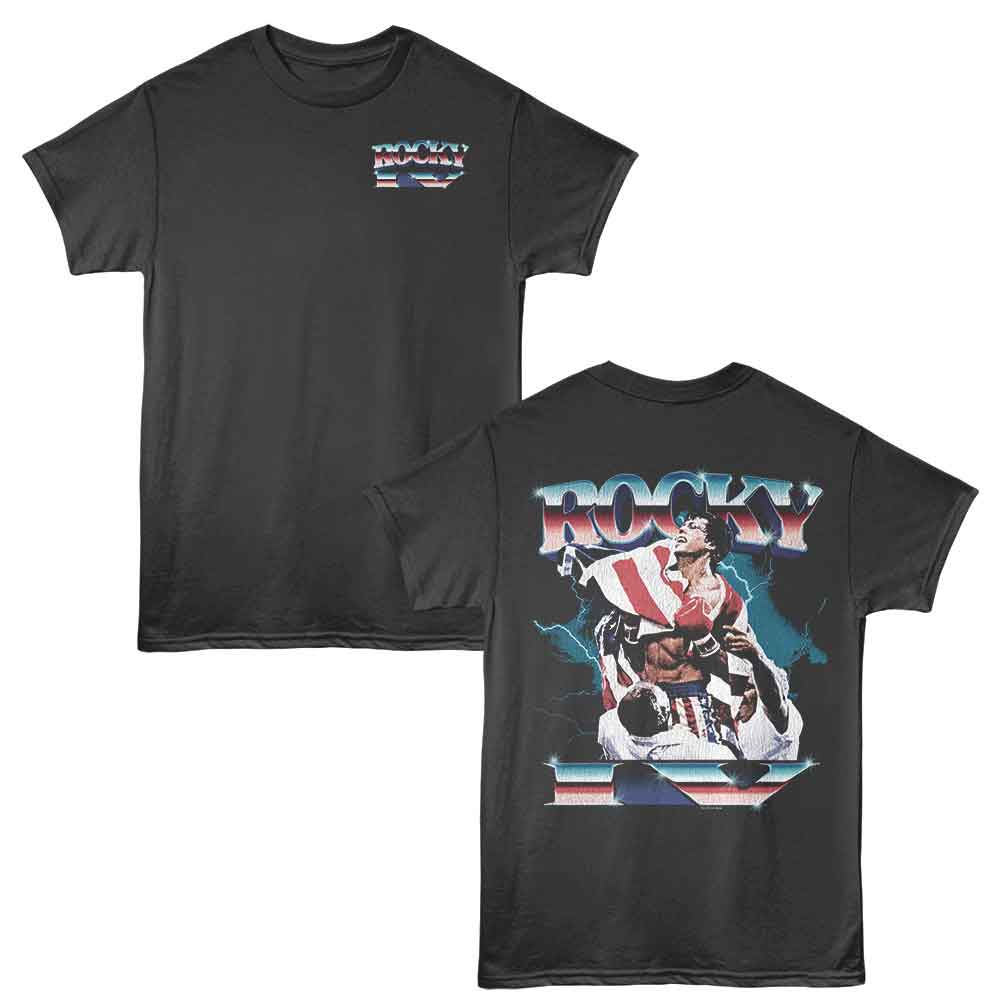 Rocky - Lightning Chrome - 2-Sided Print Adult Short Sleeve Solid T-Shirt - Smoke