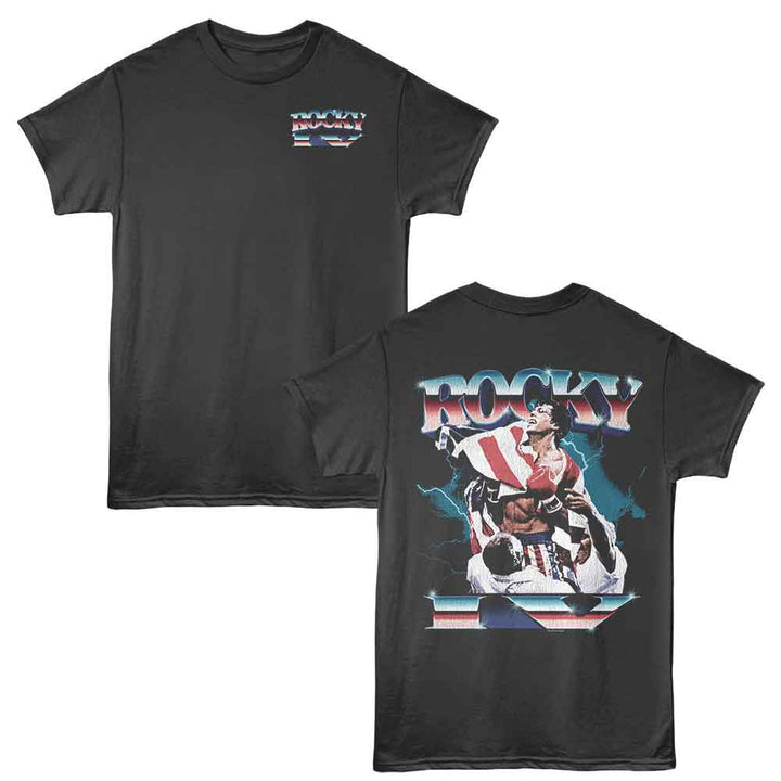 Rocky - Lightning Chrome - 2-Sided Print Adult Short Sleeve Solid T-Shirt - Smoke