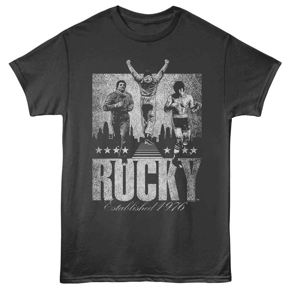 Rocky - Established 1976 50th Anniversary - Front Print Solid Adult Short Sleeve T-Shirt - Smoke