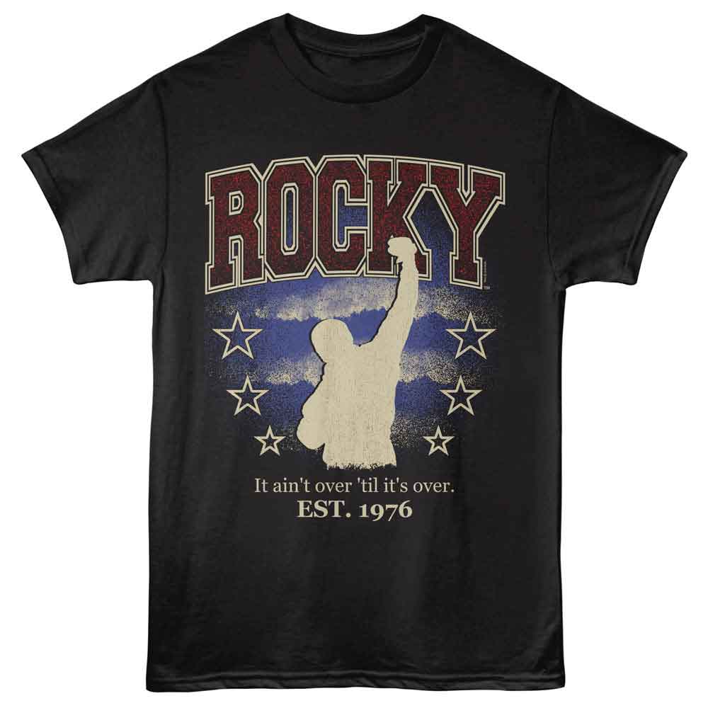 Rocky - Aint Over 50th Anniversary - Front Print Solid Adult Short Sleeve T-Shirt - Black