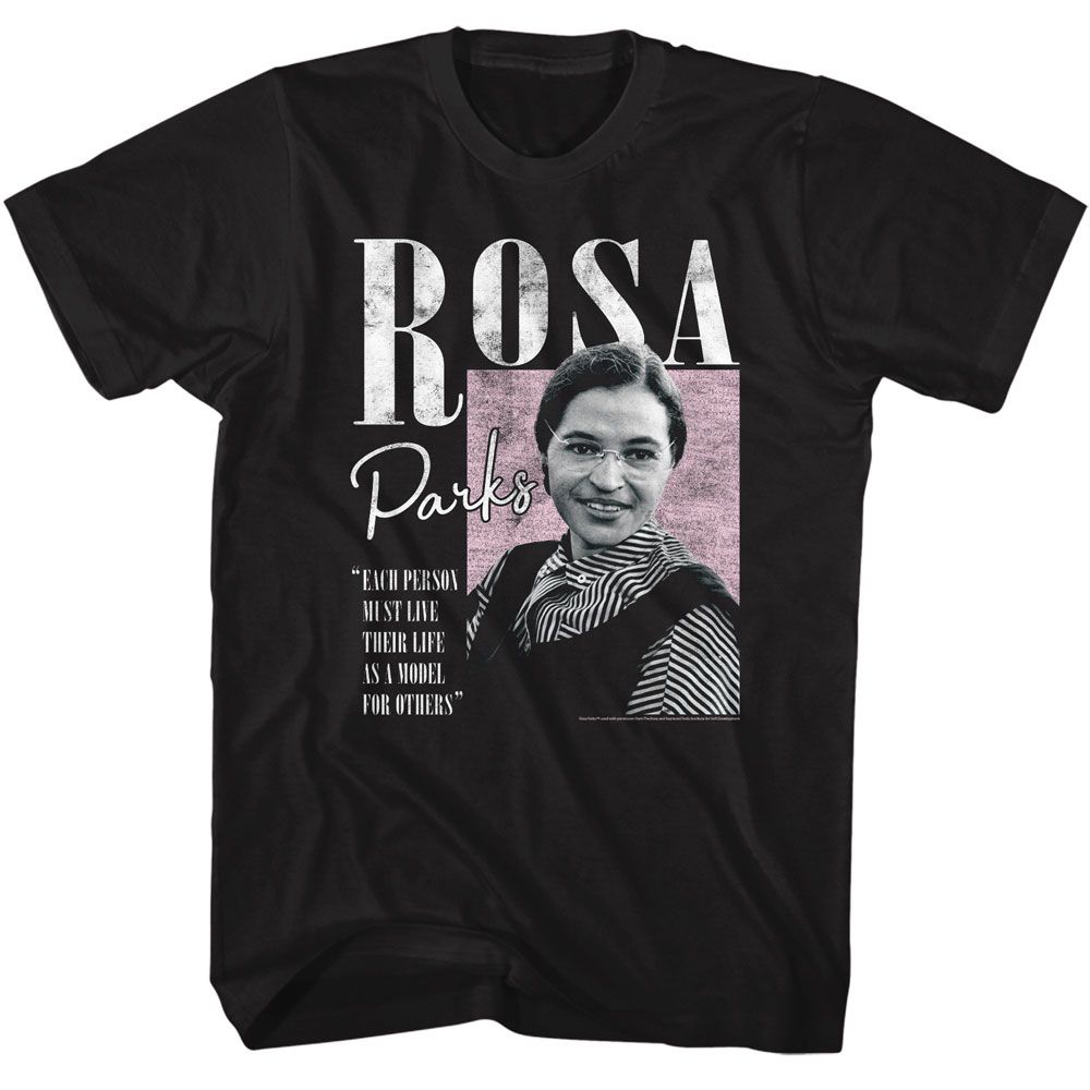 Rosa Parks - Model For Others - American Classics - Solid Black Adult Short Sleeve T-Shirt