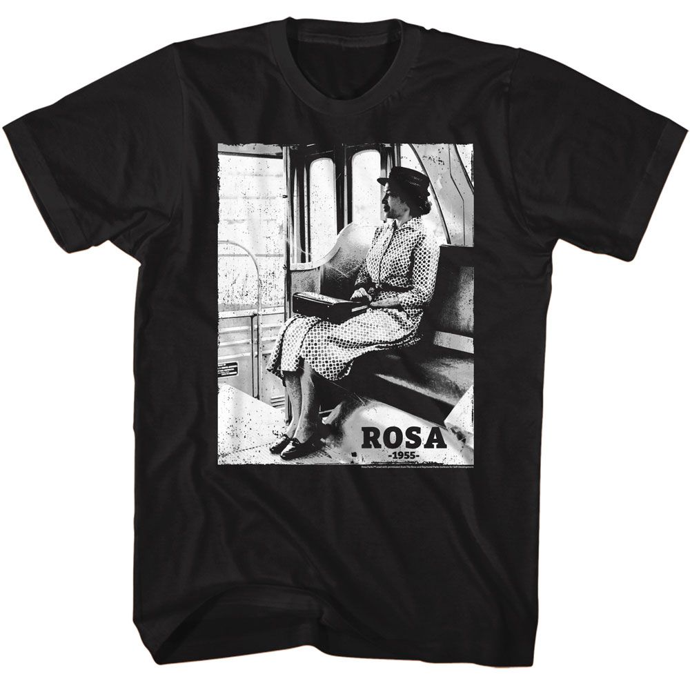 Rosa Parks - Black & White Photo - American Classics - Solid Black Adult Short Sleeve T-Shirt